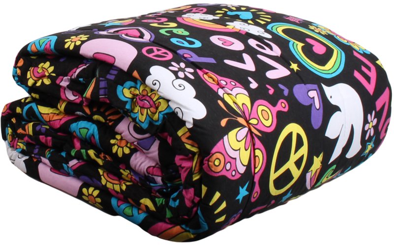 Jersey Knit Comforter Peace Love Black Item Mjc Pc Lv Bk