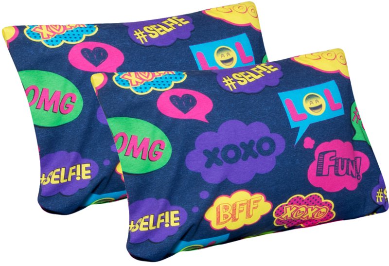 Jersey Knit Pillow Cases/2 Pc./Denim Bubble Text ITEM JKP2PDNMBBLTXT