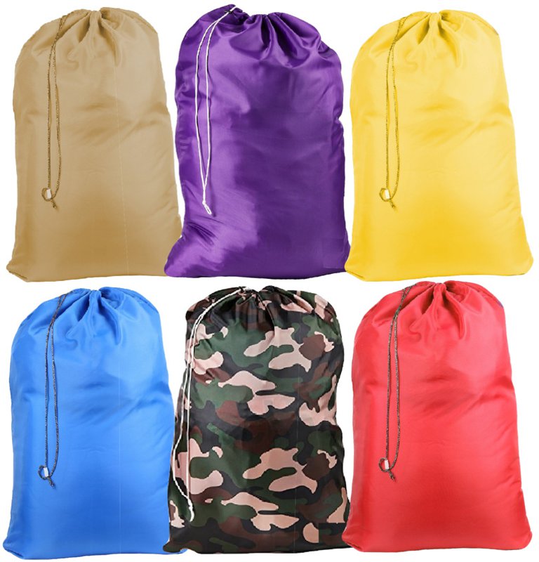 Nylon Laundry Bags - Pack of 10 Assorted Colors