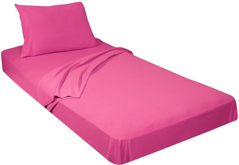 Jersey Knit 3 Piece Twin Size Sheets, Hot Pink Bedding Twin Xl
